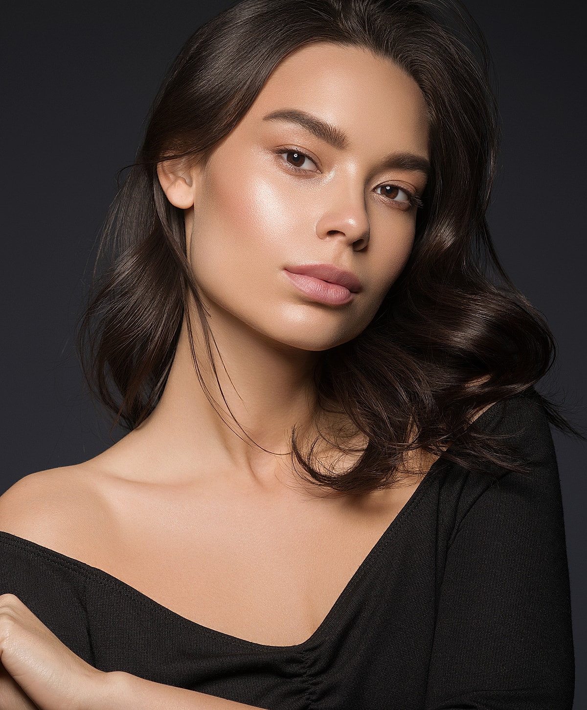 Portrait of a woman with soft features.